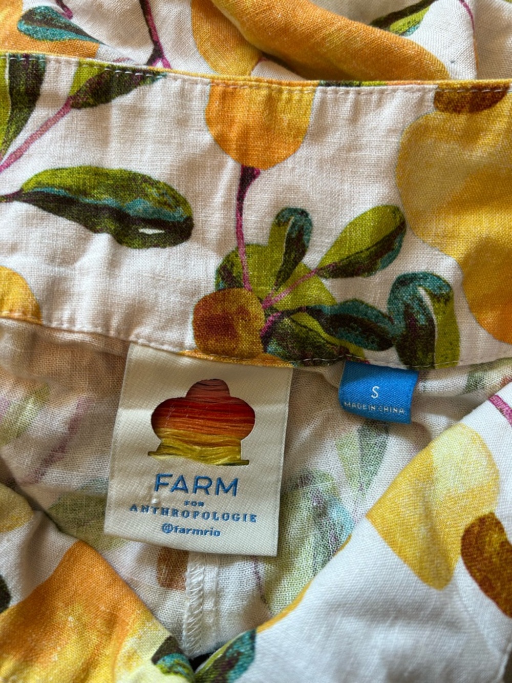 Farm Rio Halter Cutout Linen Blend Wide-Leg Pear Graphic Jumpsuit size S - Picture 6 of 8